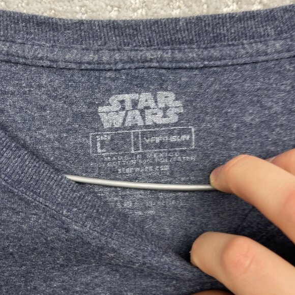 Star Wars Shirt Men's L Yoda Free Words Of Wisdom Short Sleeve Movie Blue Tee - Picture 6 of 15
